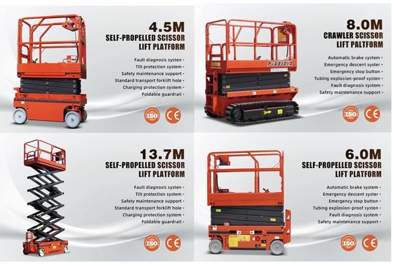 6m 8m 10m 自走電動シザリ リフト 空中作業台 230kg 負荷